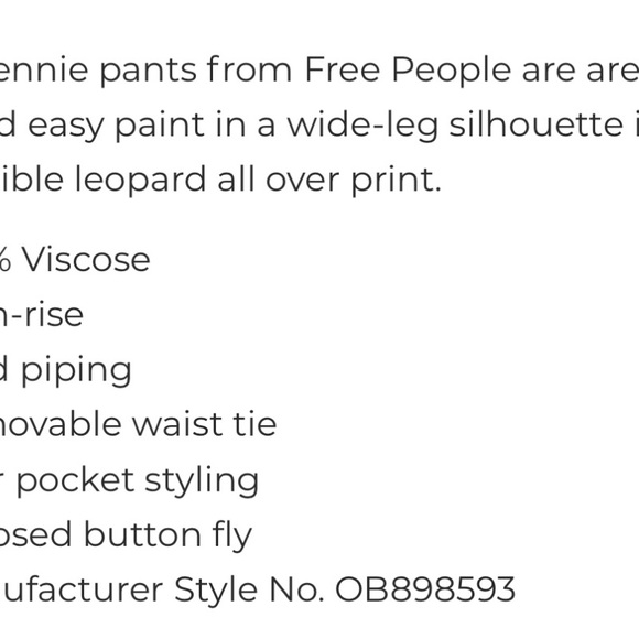 Free People Bennie pants- leopard wide leg high waist - Picture 6 of 6